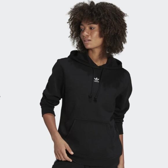 Adidas NWOT Essential Black Fleece Hoodie XS - Picture 1 of 11